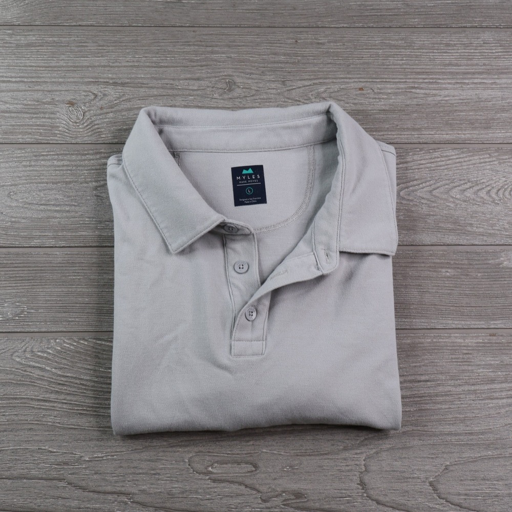 Myles Apparel Makes Moves Modal Cotton Polo Shirt Men's L Gray
